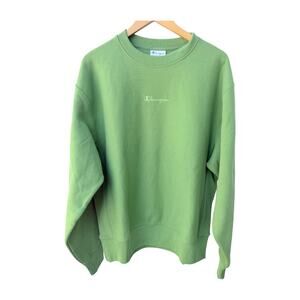 Champion Reverse Weave Crewneck Sweatshirt Mens Large Green Embroidered Logo